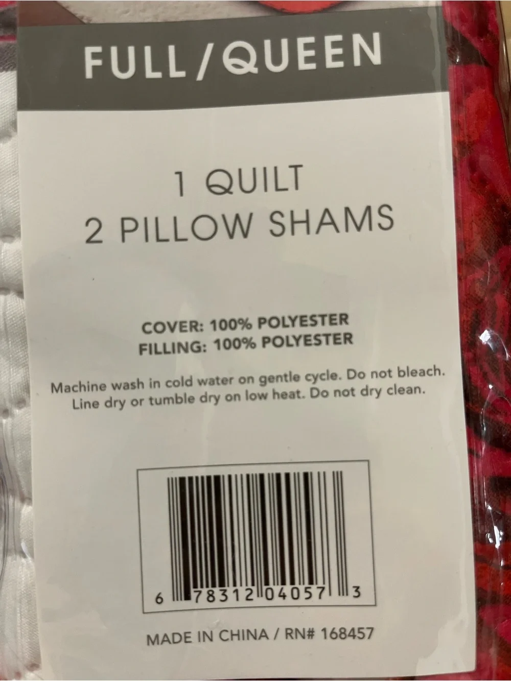 Full/Queen Red Floral 3PC Quilt Set